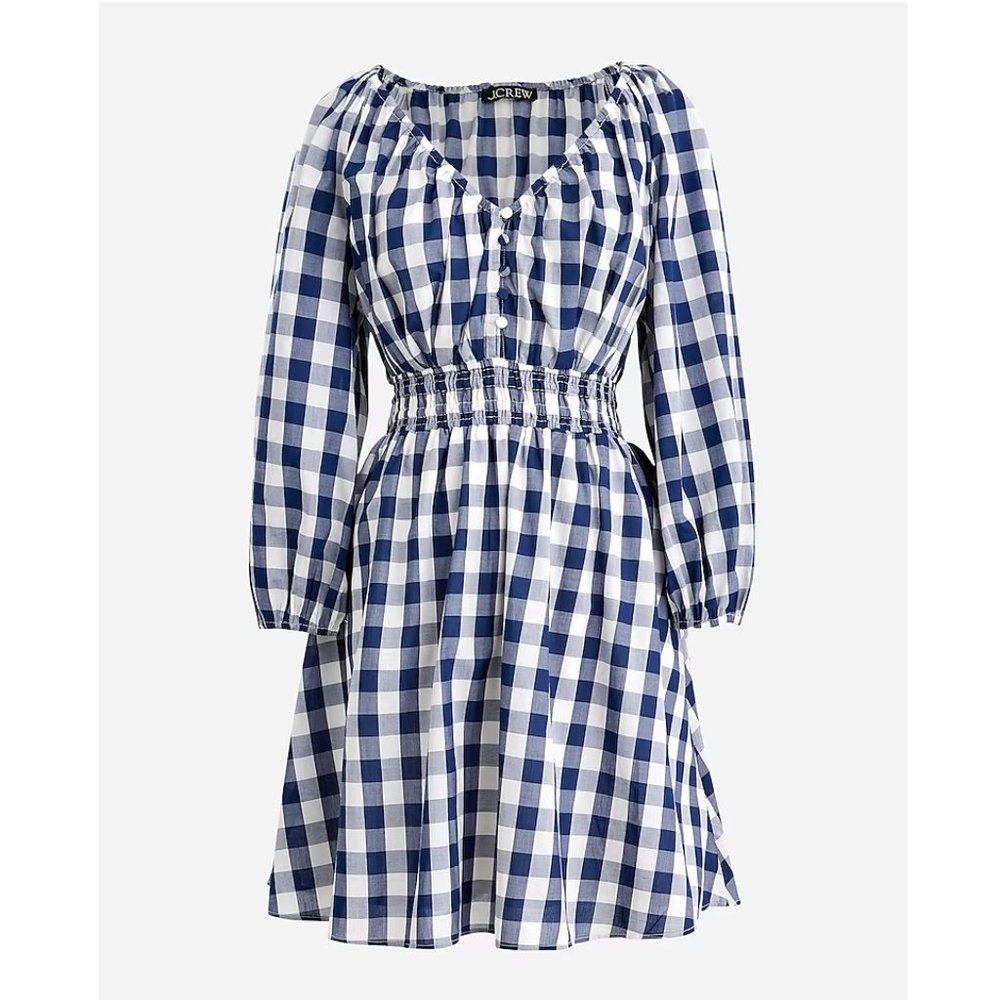 J. Crew V-Neck Mini Dress in Navy Gingham - For Fall Football Games + Clambakes!